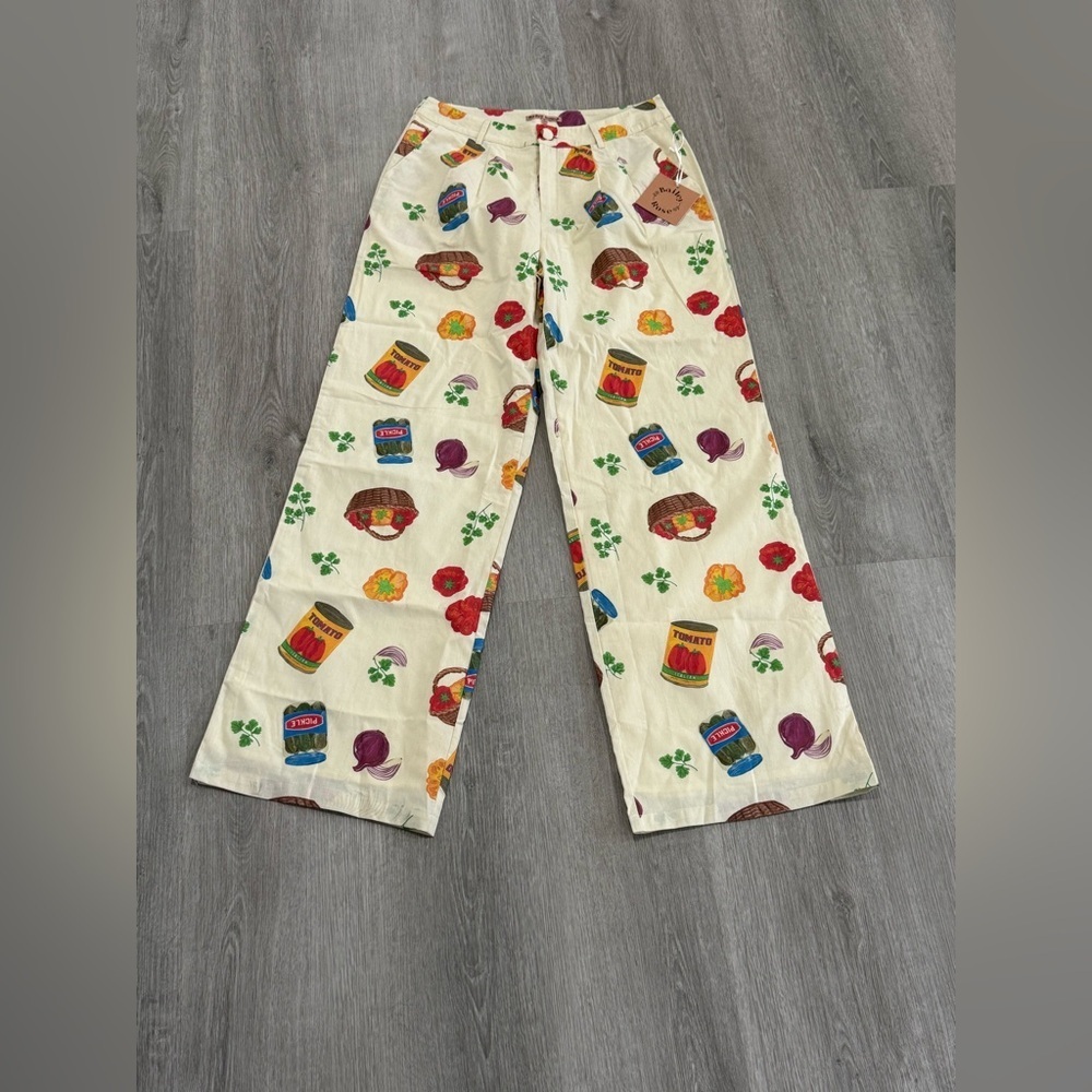 Bailey Roses Gah Italian print Summer tomatoes Pants Size M Urban Outfitters 🥖 - Picture 8 of 13
